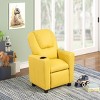 GlasFlength Sofas Kids Recliner Chair with Convenient Cup Holder Easy Clean Practical for Playrooms and Bedrooms, Yellow, 21"*23"*27" - 2 of 4