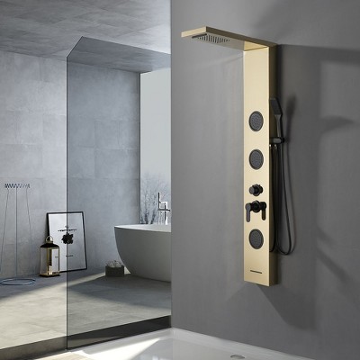 Black Gold Thermostatic Shower Panel with Body Jets