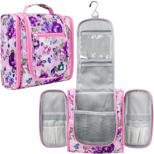 PAVILIA Toiletry Bag Travel Women Men, Hanging Water Resistant Makeup Accessories Cosmetic Organizer Large Essential Kit - 1 of 4