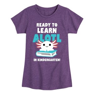 Girls' - Instant Message - Axolotl Ready To Learn In Kindergarten Fitted Short Sleeve Graphic T-Shirt - 1 of 4