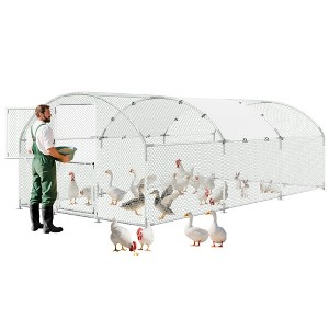 Heavy-Duty Steel Chicken Coop with PVC-Coated Mesh, Waterproof Dome Roof & Dutch Door, 3 Sizes - 1 of 4