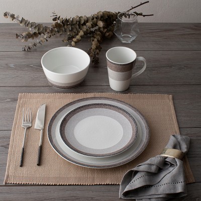 Canyon White Porcelain 4-Piece Textured Breakfast Set