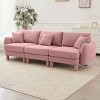 Modern Boucle 3-Seater Sectional Sofa, Sculptural Style Couch with Armrests and Cylindrical Legs, Fabric Couch with Plush Cushion-Coolbibila - 2 of 4