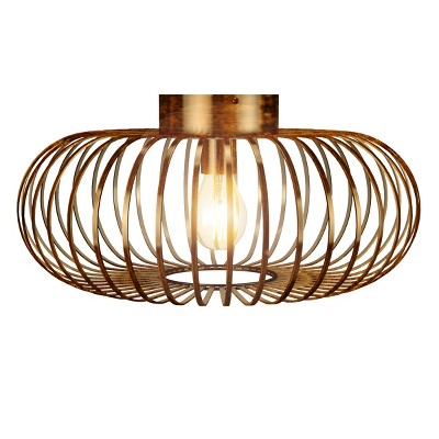 Antique Brass Metal Flush Mount Ceiling Pendant Light w/ Iron Lamp-shade Kitchen