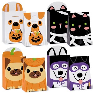 Big Dot of Happiness Halloween Pets - Assorted Cats and Dogs Gift Favor Classroom Treat Bags - Birthday Party Goodie Boxes - Set of 12 - 1 of 4