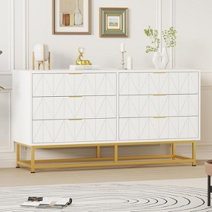 6 Drawer Dresser for Bedroom with Metal Legs, Storage Chest Cabinet Organizer - 1 of 4