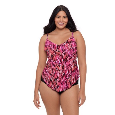Trimshaper Women's Rachel 5 Tier Ruffle Tankini Swimsuit Top