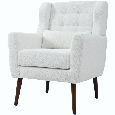 Vynxaria 19.69 Inch Freestanding Modern Accent Chairs, Blackish Green Cushioned Armrests, Pillow, Solid Wood Legs, Suited for Living Room & Bedroom