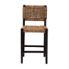 bali & pari Alise Modern Bohemian Dark Brown Mahogany Wood and Seagrass Counter Stool - 3 of 4