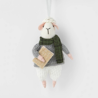 Dressed Sheep with Scarf & Book Christmas Tree Ornament - Wondershop™