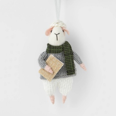 Dressed Sheep with Scarf & Book Christmas Tree Ornament - Wondershop™