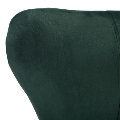 Transitional Forest Green Velvet Wingback Accent Chair with Gold Accents