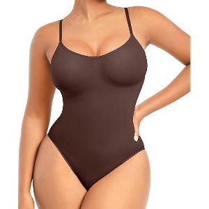 SHAPELLX Bodysuits for Women Tummy Control Shapewear Seamless Sculpting Butt Lifting Shapewear Comfy Body Shaper for Women—Brown 38 - 1 of 3