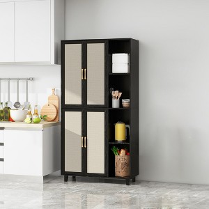70" Kitchen Pantry Cabinet, Freestanding Storage Cabinet with 4 Doors, Kitchen Buffet Cupboard, Storage Cabinet for Kitchen Dining Living Room - 1 of 4