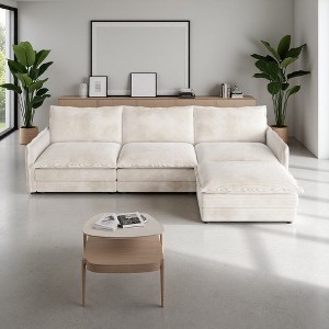 109" Corduroy Cloud Modular L-Shaped Sectional Sofa with Ottomans - 1 of 4