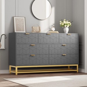2/3/4/5/6/7 Drawer Dresser with Metal Legs, Wood Dressers Chest Organizer with Wide Storage, Modern Chest of Drawers for Bedroom, Living Room,Hallway - 1 of 4