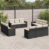 vidaXL 12 Piece Patio Sofa Set with Cushions Black Poly Rattan - Black and Cream Without Table - 2 of 4