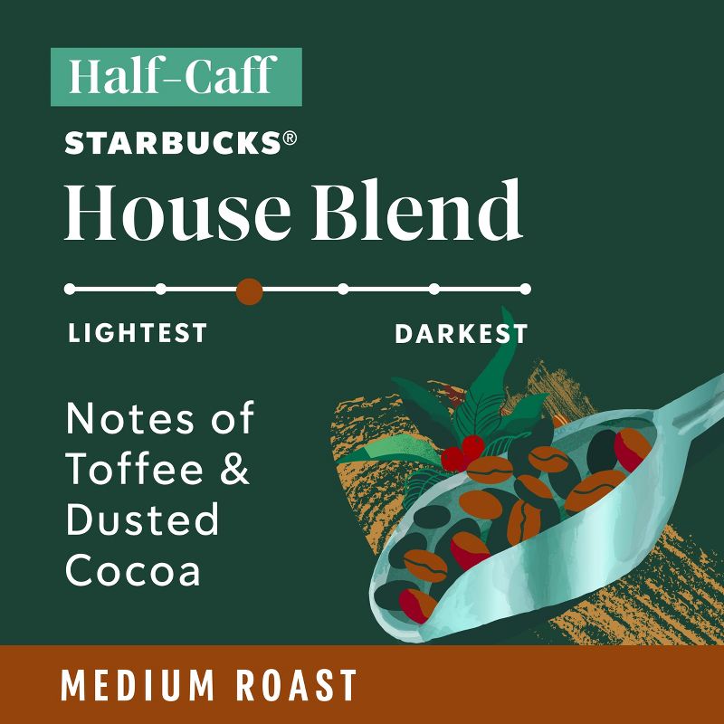 Starbucks Half Caff House Blend Medium Roast Ground Coffee -12oz, 4 of 8