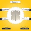 Brixwell 56-262SNK Plain Bearing Butt Hinge Radius Corners Non Rising Removable Pins Type 3-1/2" Height 3-1/2" Width Satin Nickel Finish Pair - 3 of 4
