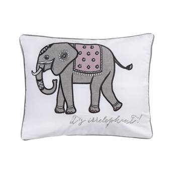 Rachelle Embroidered Elephant Decorative Throw Pillow White - Homthreads