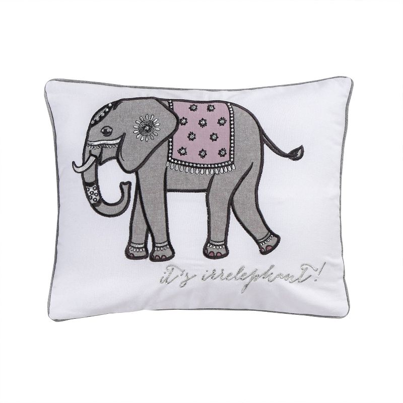 Rachelle Embroidered Elephant Decorative Throw Pillow White - Homthreads, 1 of 5