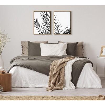 Sylvie Palm I and II Black and White Framed Canvas Set