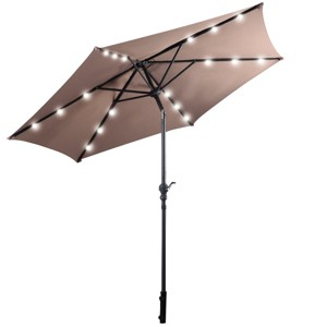 Tangkula 9' Outdoor Patio Umbrella Offset w/LED Light No Base Beige/Burgundy/Tan - 1 of 4