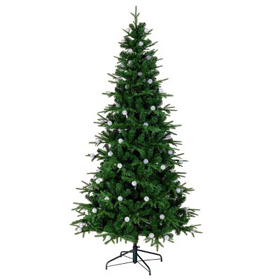 7-Foot Green Slim Artificial Christmas Tree with Multi-Color LED Lights