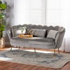Baxton Studio Genia Velvet Fabric Upholstered and Metal Sofa Gray/Gold: Polyester, Plywood Frame, Seats 3 - 2 of 4