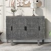 Accent Storage Cabinet Wooden Sideboard Cabinet with Antique Pattern Doors-ModernLuxe - image 2 of 4