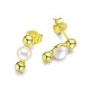 Guili Sterling Silver Gold Plated Earrings featuring 5.5MM Freshwater Pearls, showcasing minimalist and timeless elegance for every occasion - 2 of 3