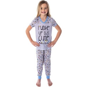 Peanuts Girls' Woke Up This Cute Pajamas Shirt And Pants Jogger Pajama Set - 1 of 4