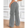 Women's Elastic Waist Cargo Pants - High-Rise Wide Leg Work Pants with Drawstring - 4 of 4