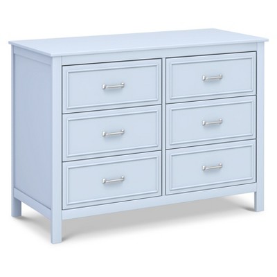 powder blue dresser Worlds Away Rosie Curved Front Six Drawer Chest In Textured Light Blue Linen