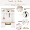Black Hall Tree with Wood Grain Bench Multifunctional Coat Rack with Black Hooks and Shell Handles Mudroom Bench with Adjustable Shelves - 2 of 4