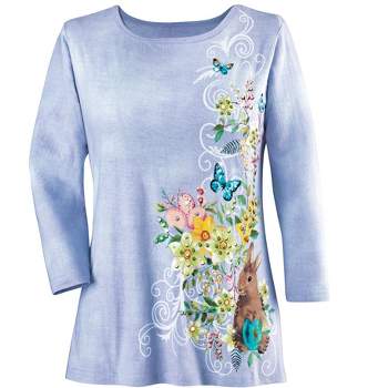 Collections Etc Floral Bunny Top