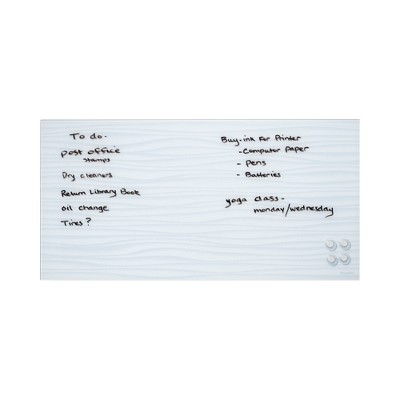 White Waves Magnetic Glass Dry-Erase Board with Magnets, 18in x 36in