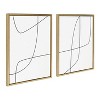 Kate and Laurel Sylvie Modern Line Abstract 3 and 4 Black and White Framed Canvas by The Creative Bunch Studio, 2 Piece 18x24, Bright Gold - 2 of 4