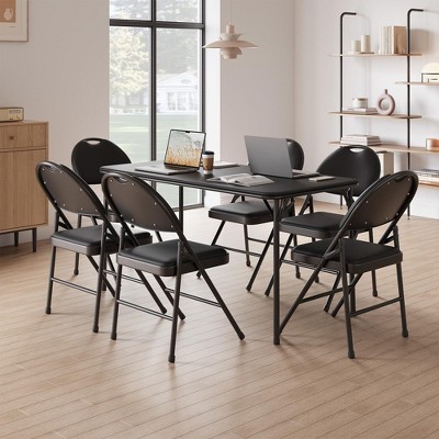 Folding Chairs Set of 2/4/6, Metal Foldable Chair with and Non-Slip Feet Pads