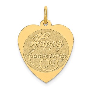 Black Bow Jewelry 14k Yellow Gold Script Happy Anniversary Heart Charm or Pendant, 18mm - 1 of 4