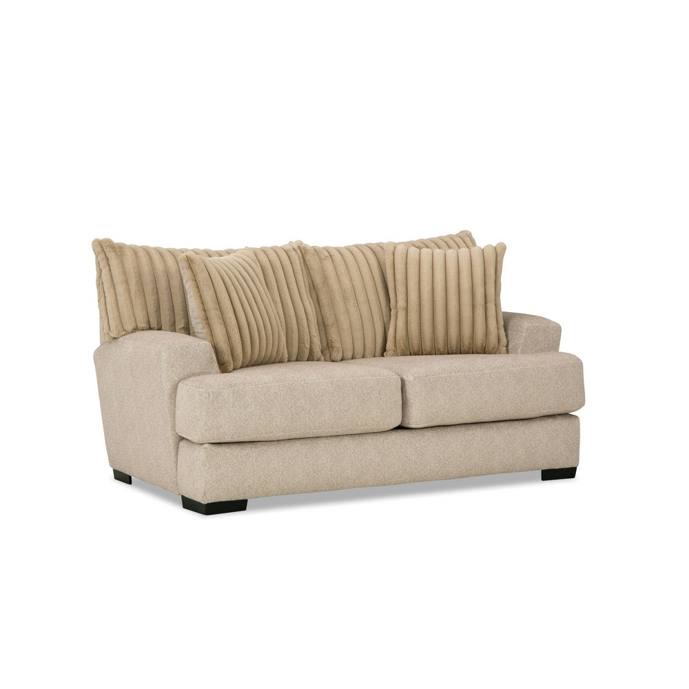 Photos - Sofa HOMES: Inside + Out Telven 72" Loveseat Chenille Channel Tufted with Pillo