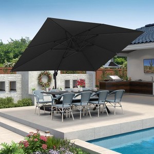 PURPLE LEAF Cantilever Umbrella Rectangle Outdoor Patio Umbrella Large Offset Hanging Umbrella with 360-degree Rotation Adjustable With Base - 1 of 4