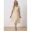 Allegra K Women's Casual Button Up Short Sleeve Midi Shirt Dress with Belt - 2 of 4
