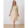 Allegra K Women's Casual Button Up Short Sleeve Midi Shirt Dress with Belt - image 2 of 4