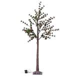 Lakeside Brown Twig Lighted Pine Tree with Berries - Outdoor Christmas Accent