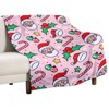 FIONECA Christmas Blanket with Santa Claus Candy Cane Christmas Ornaments and Holly Pink Design 40x50 inches - 2 of 4
