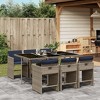 vidaXL Patio Dining Set, 7-Piece Outdoor Dining Table and Chairs, Gray and Navy Blue PE Rattan - 2 of 4