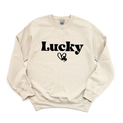 Simply Sage Market Women's Graphic Sweatshirt Lucky With Heart And Clover