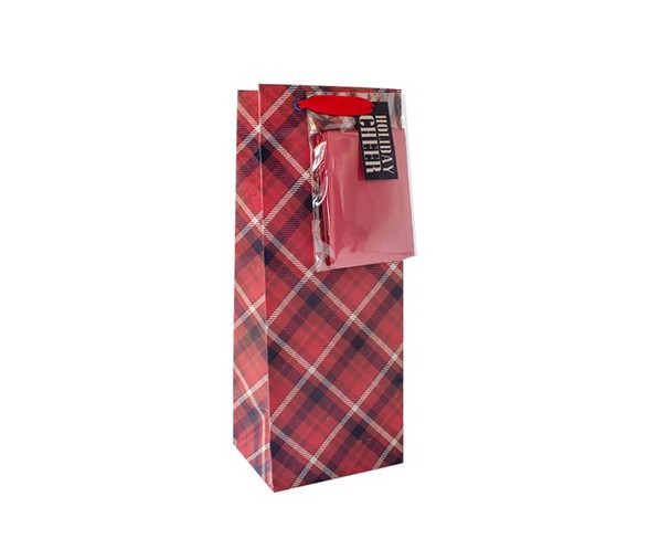 Wine Bag Red Plaid