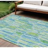Aqua Teal Blue And Lime Green Abstract Washable Indoor Outdoor Area Rug - 2 of 4
